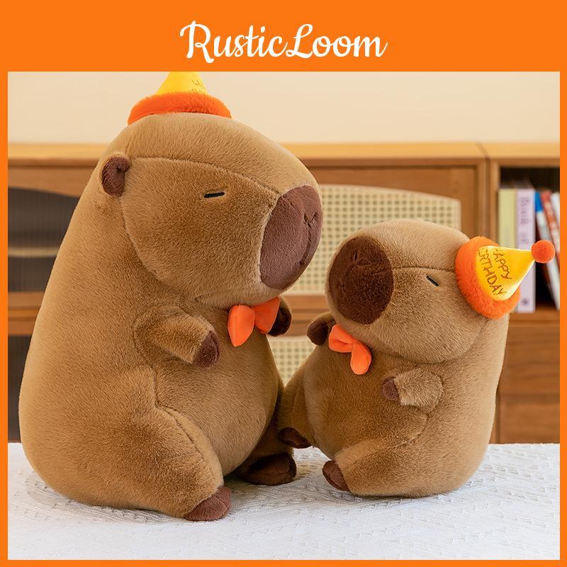 Water Rat Plush Toy Birthday Hat Yellow Stuffed Animal Childrens Event Gift