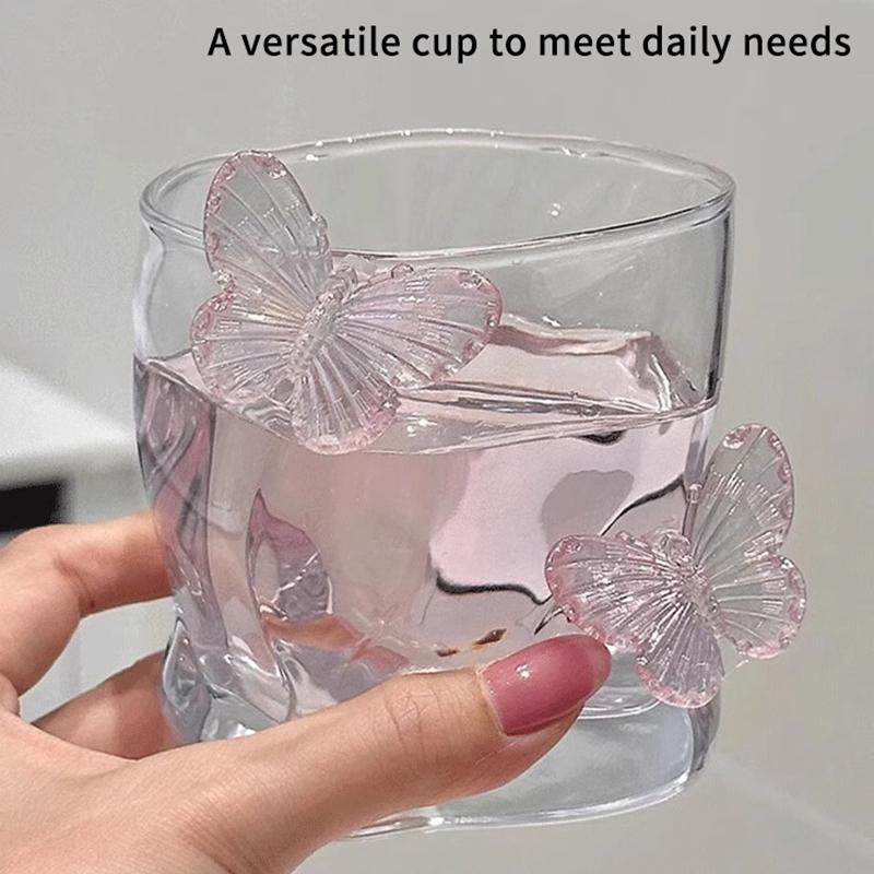 200Ml Butterfly Crystal Glasscup Ins Transparent Beer Juice Milk Glass New Home Exquisite Irregular Whiskey Decorative Glass
