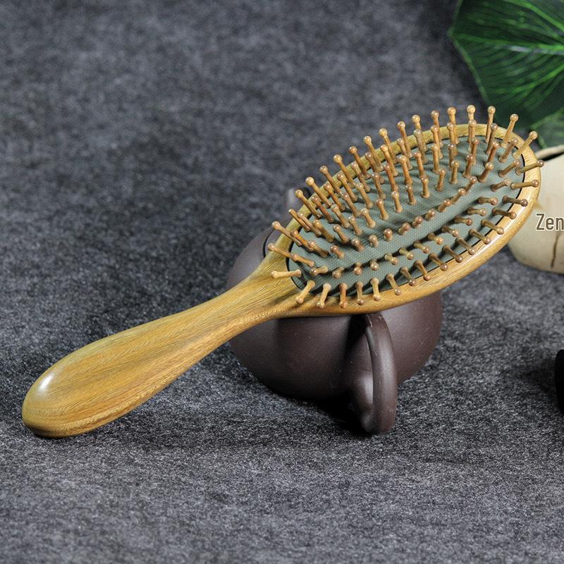 

Green Sandalwood Large Air Cushion Massage Comb - Solid Wood for Scalp & Curling