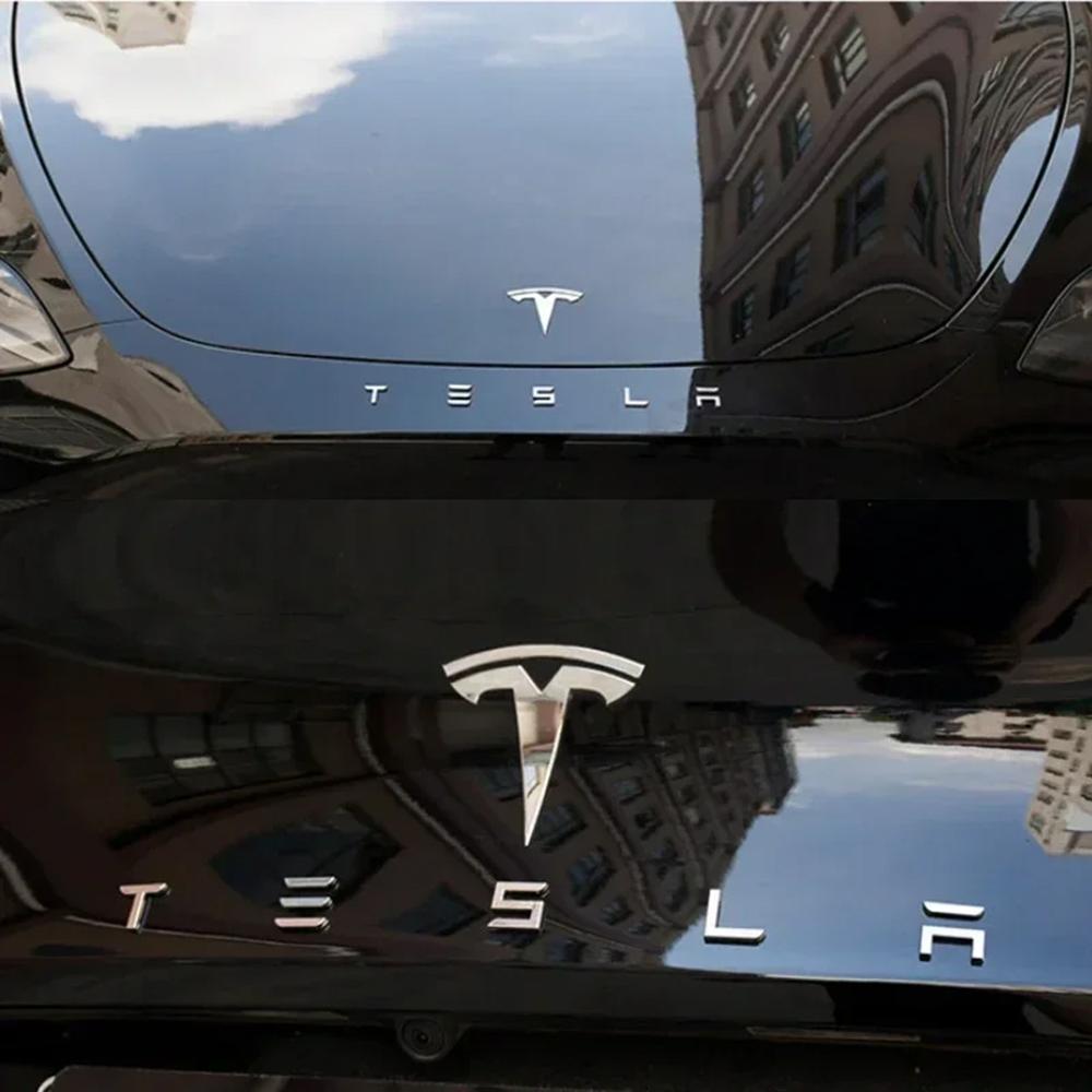 Metal Car Front Hood Rear Trunk Badge Sticker Decoration for Tesla Model 3 S X Y Roadster Auto Emblem Exterior Decal Accessories