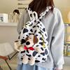 Simple Solid Color Plush Puppy Decoration Large Capacity Backpack Pendant With
