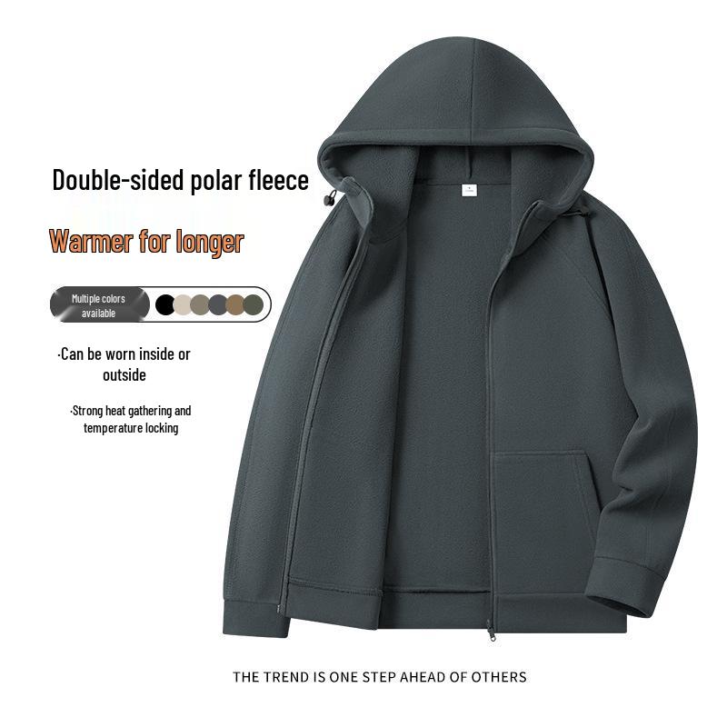 Men's 500G Polar Fleece Stand-Up Collar Jacket - Winter Cotton Outerwear, Plus Fleece & Thick for Warmth