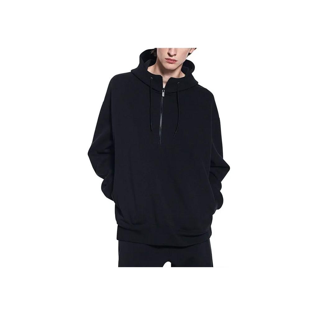 Uniqlo Jil Sander Collaboration Quick-Dry Half-Zip Hooded Sports Sweatshirt Men Sweatshirt Black 437821-09
