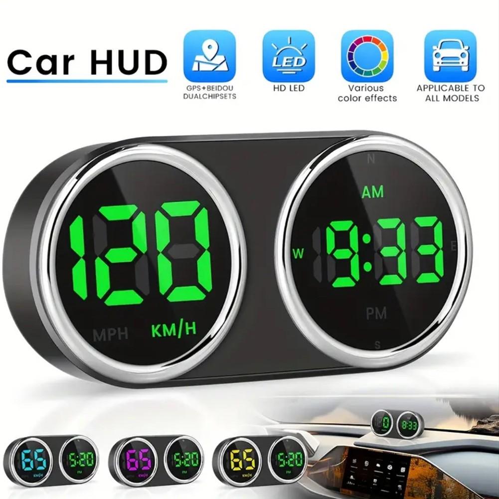 Digital Clock HUD GPS Speedometer Over-speed Alarm