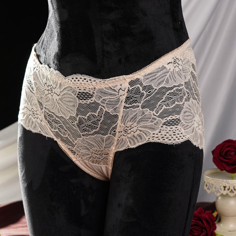 L-2XL Damen High Waist Sexy Spitzen-Slips Hollow Weiche Unterwäsche Atmungsaktiv Übergröße Damen Lingerie