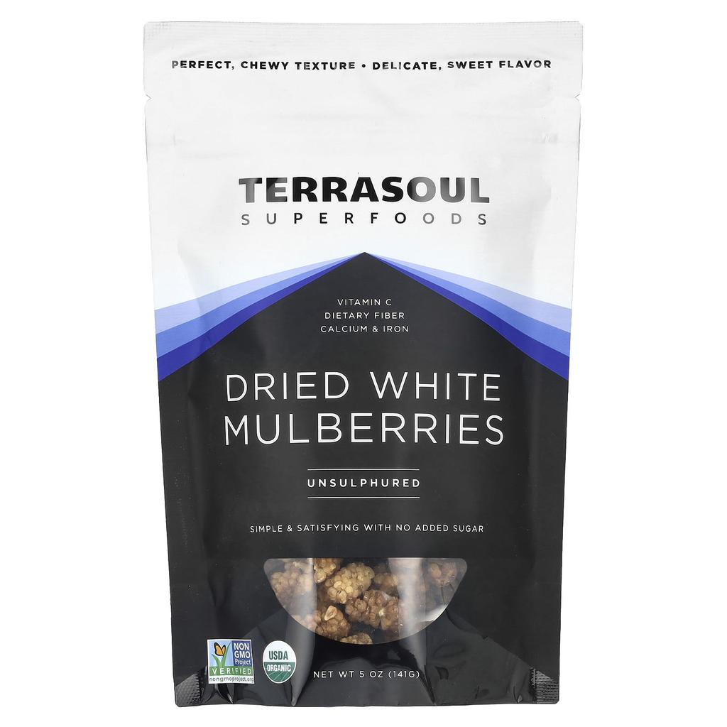 Terrasoul Superfoods Dried White Mulberries, No Sulfur, 5 Oz (141 G)