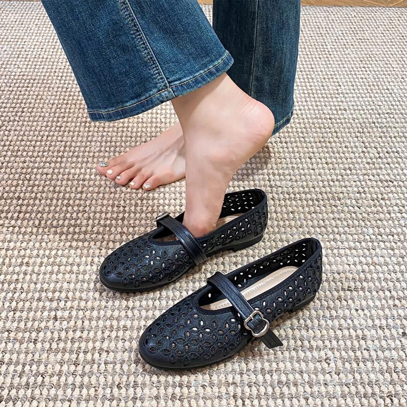 

Мода 2025 Мода Вышивка Ажурные Женские Балетки Удобная Мягкая Подошва Мэри Джейн Лоферы для Ленивой Ходьбы Повседневная Обувь для Девочек 43 чёрный