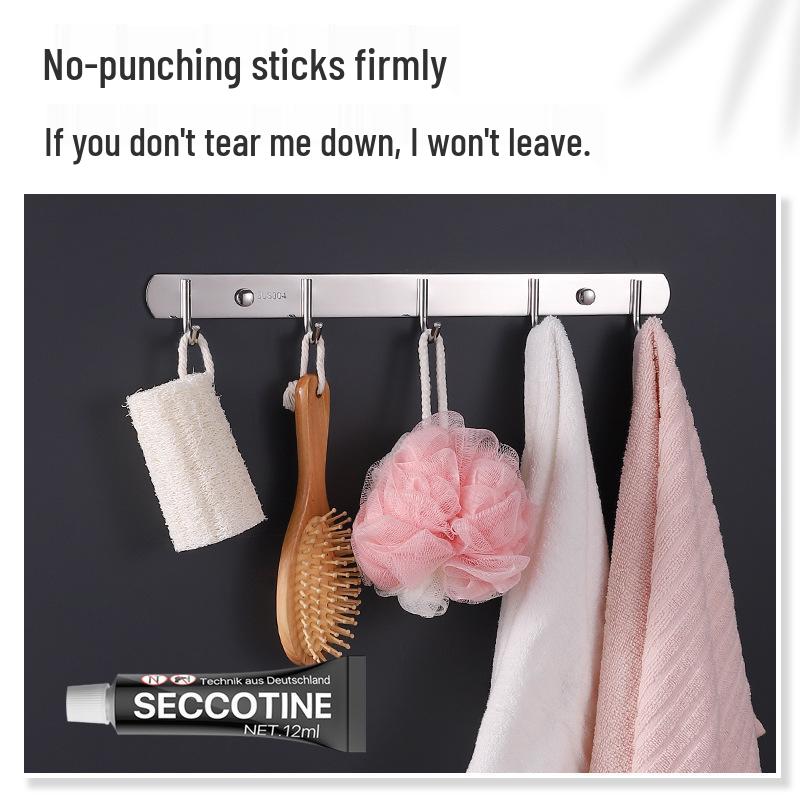 304 Stainless Steel Single Row Coat & Towel Hooks - Strong Load-Bearing for Kitchen & Bathroom