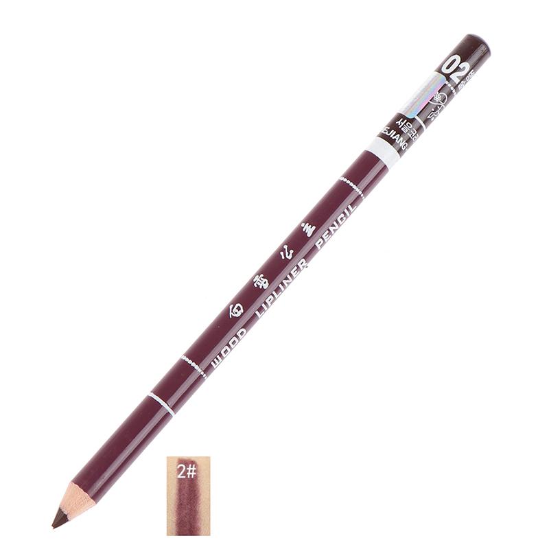 1Pcs Professional Wood Lip Liner Waterproof Lady Long Lasting Lip Liner Pencil