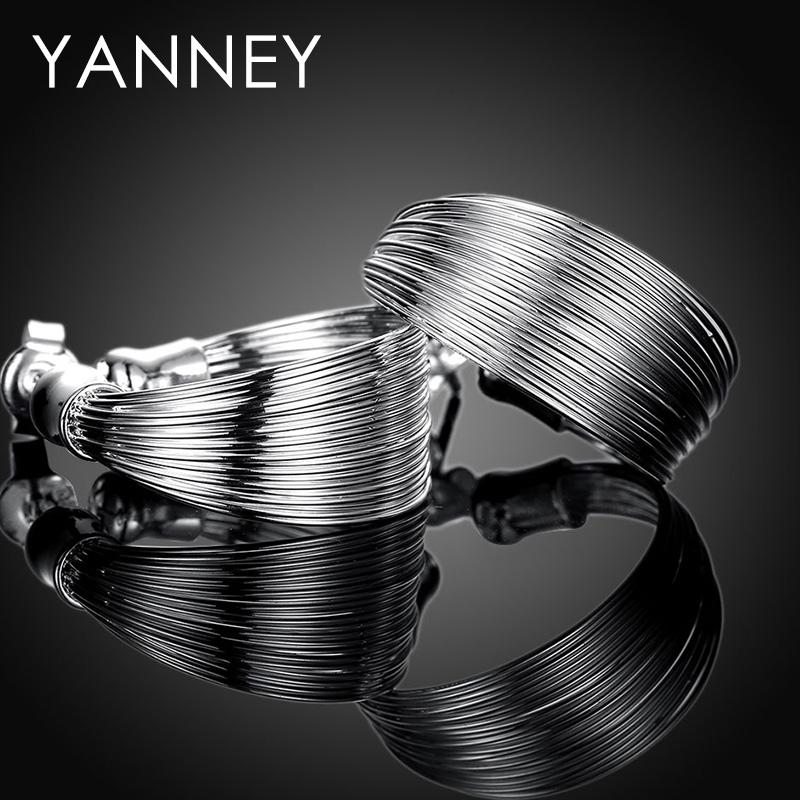 Fashion 925 Sterling Silver 20MM Multi-Wire Round Stud Earrings for Women Wedding Jewelry Gifts Party Earrings Wholesale