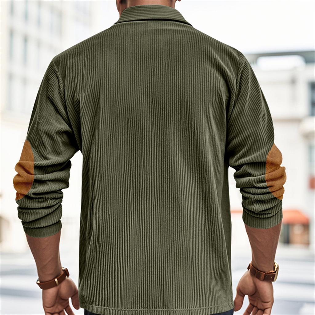 Solid Color Men's Sweatshirt Fall/winter Half-zip Corduroy Casual Stand-up Collar Long-sleeved Top