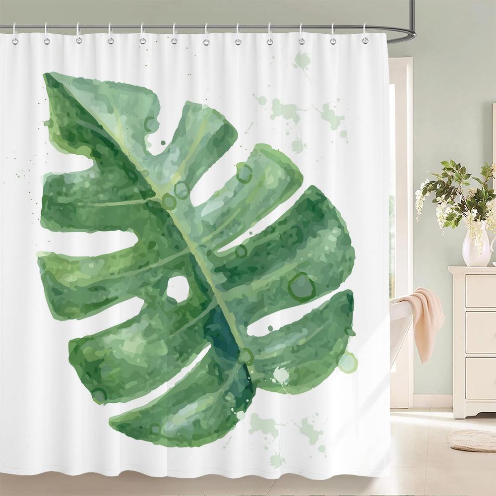 Nordic Simplicity Style Plant Leaves Printed Shower Curtain With Hook Bathroom Curtain Home Decoration Curtain 3D Bath Curtains