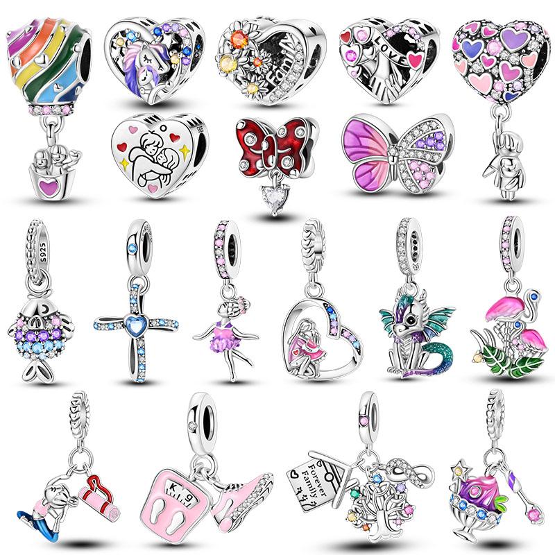 Charms Copper For Woman Balloon Turtle Heart Cross Pendant Fit Original Pan Bracelet Making Fashion Jewelry