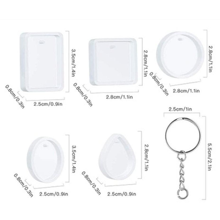 20 Pcs/Set DIY Keychain Pendant Casting Silicone Mould Kit With Keyrings Art Crafts Making Tools Crystal Epoxy Resin Mold