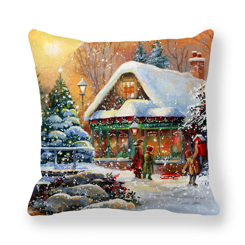 

Новогоднее украшение с изображением Святого Рождества, наволочка для подушки с принтом, украшение для дома, гостиной, дивана, наволочка 45x45 см 40X40CM