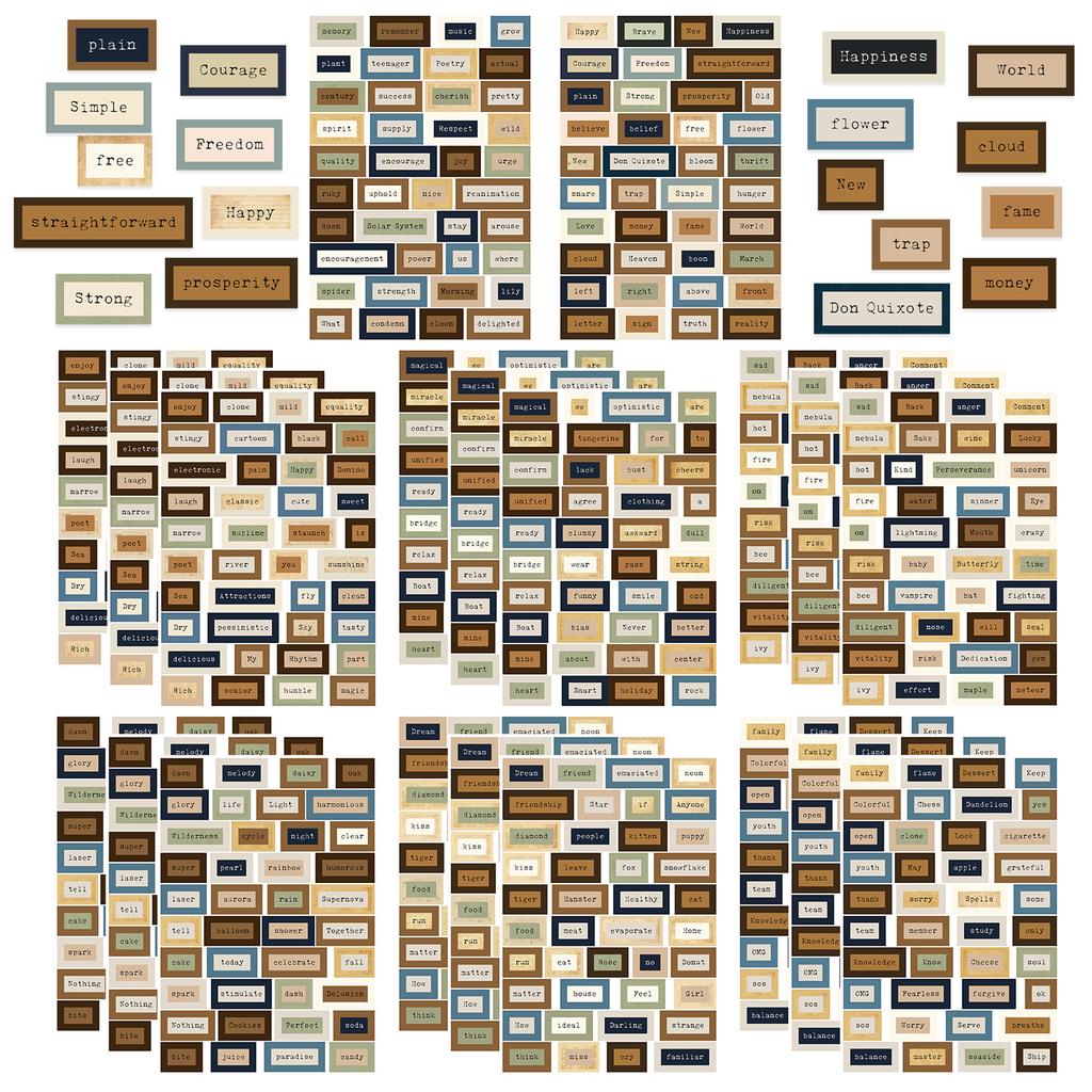 8 Retro English Collage INS Wind Waterproof Diary Handbook Gu Card Stickers DIY Decorative Stickers Stickers