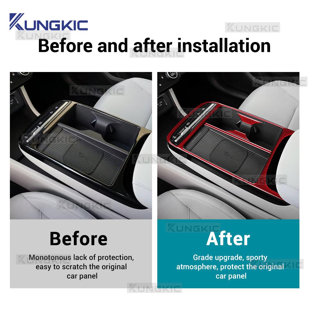 Carbon Fiber Interior Sticker for Hyundai Tucson NX4 2024 2025 LHD RHD Transmission Cup Frame Panel