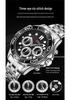 Oufannishi Men's Multifunction Waterproof Quartz Chronograph Wristwatch with Six-Hand Calendar