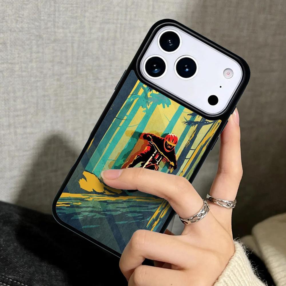 Capa Case for iPhone 17 Air 16 Pro Max 15 Plus 11 13 Mini 14 12 Back Phone Cover BIKE Cycling Art
