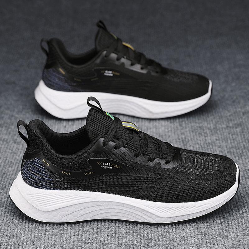 

2024 spring and summer mesh breathable and light men s shoes fly-woven sports shoes casual Korean version coconut shoes fashion dad shoes men 44 чорний