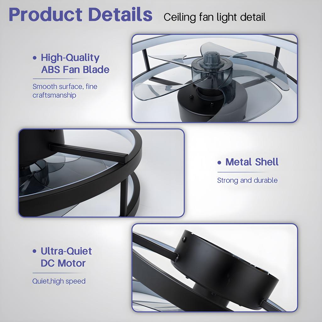 Modern Simple Ceiling Fan Light LED Remote Control Dimmable Silent Ceiling Fan with Light Home Kitchen Lighting Fixtures