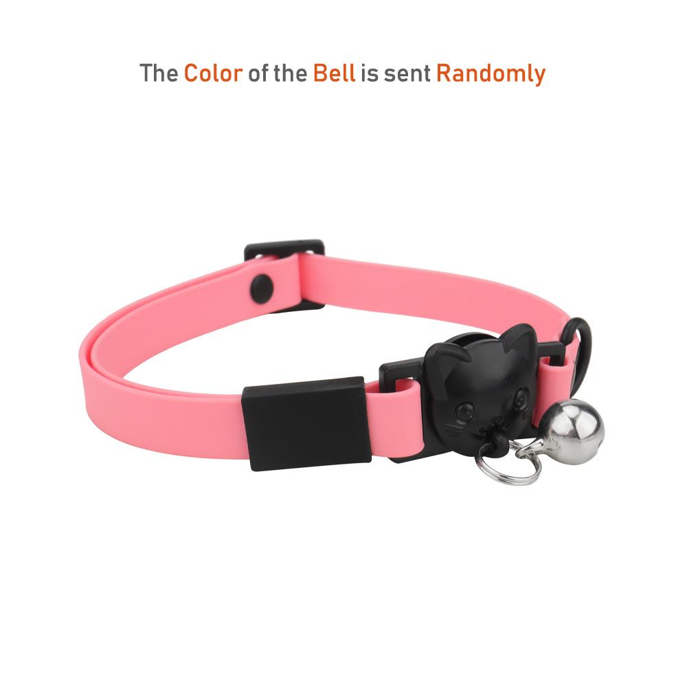 

Pet Cat Collar Necklace With Small Bell PVC Waterproof Adjustable Kitten Collar Candy Color S Neck 21-33cm