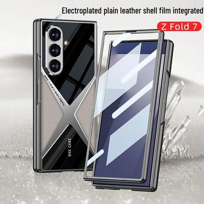 Samsung Z Fold7 Electroplated Leather Protective Case - Anti-Fall, Sleek, and Durable for Men