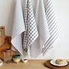 1 st 50x70cm Vit Svart Rutig Randig Bomull Diskhandduk Kök Bordservett Rengöringsduk Nyårsfest Gåva
