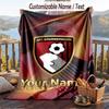 Flannel Blanket Bournemouth Football Print Custom Name Text Soft Throw for Sofa Bed