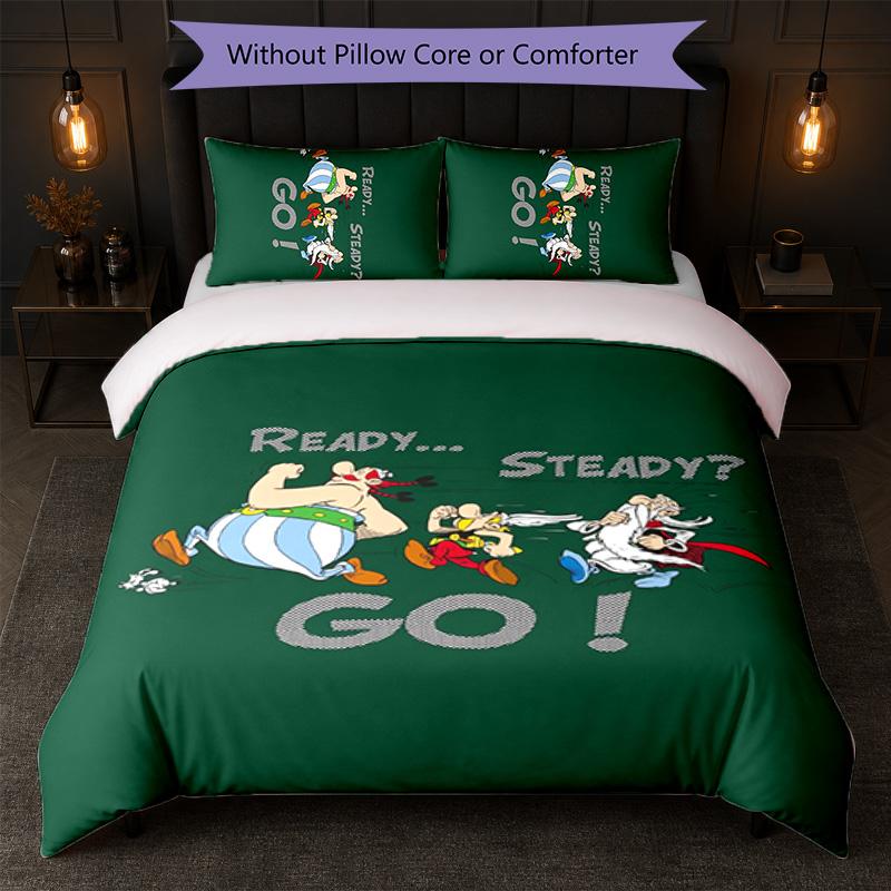 Asterix & Obelix Print 3Pcs Duvet Cover Set 1 Duvet Cover and 2 Pillowcases Soft Bed Linen For Household Bedroom