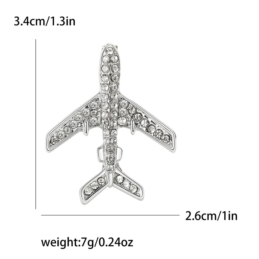 Rhinestone Airplane Brooches for Women Unisex Transportation Pins Office Party Friend Gifts Accessories