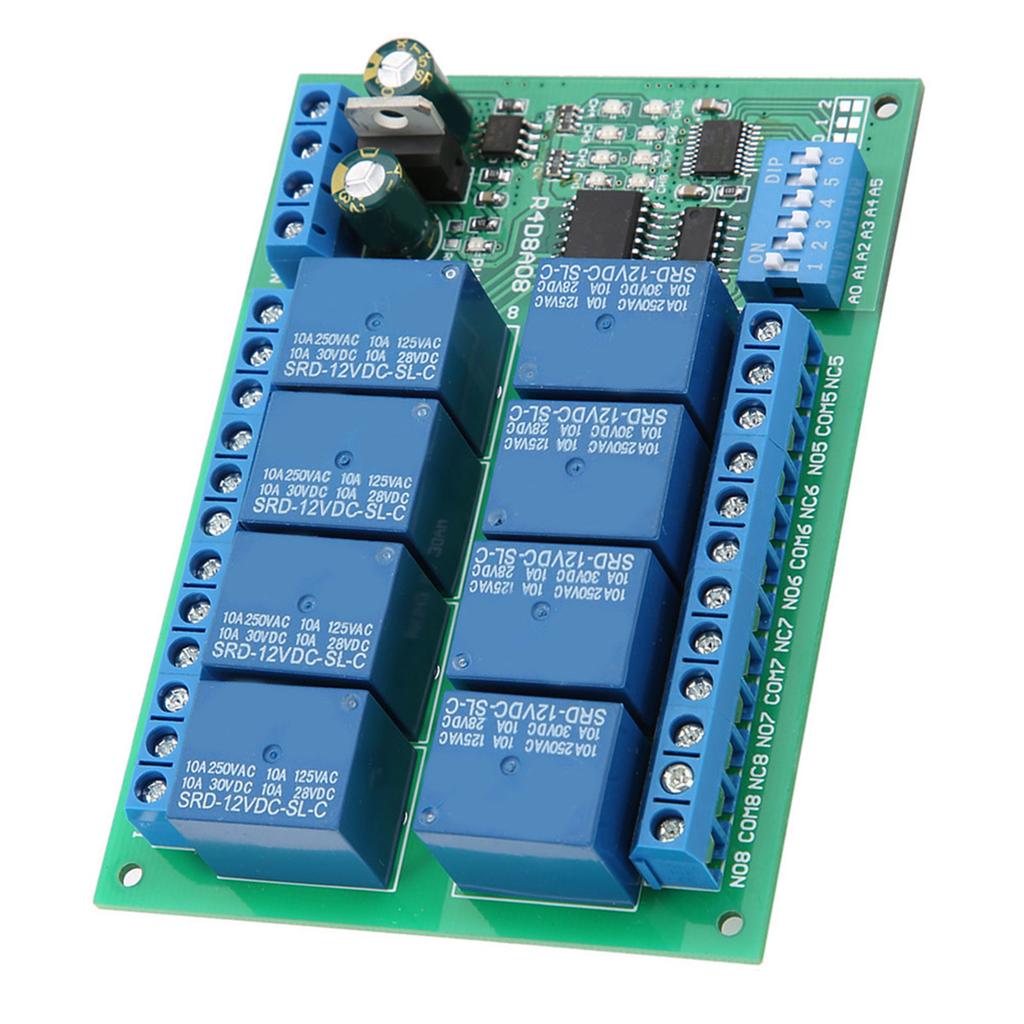 12V 8‑Channel RS485 Relay PLC Expansion Board for RTU Protocol Remote Control