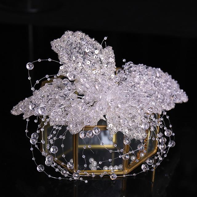 

Tuanming Korean-Style Bridal Hair Comb: Handmade Beaded Flower Headpiece, Ideal for Wedding Attire.