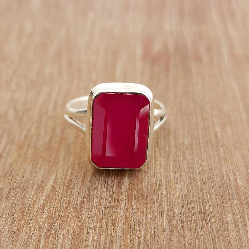 Rich Pink Red Raw Ruby 925 Sterling Silver Ring Jewelry, Handmade Gift Ruby Ring