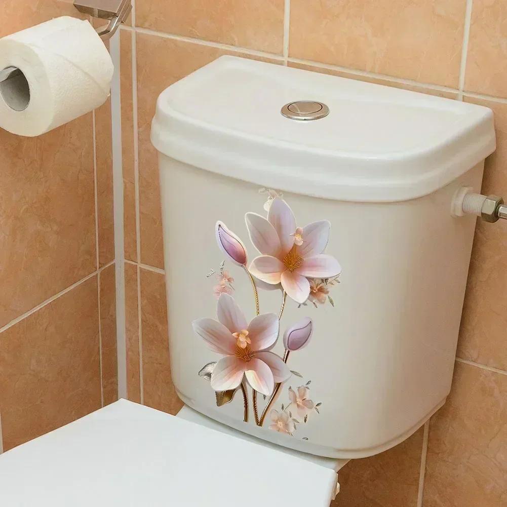 Botanical Leaves Decal Floral Wall Sticker Toilet Washroom High-quality PVC Lifelike Patterns Removable For Washroom