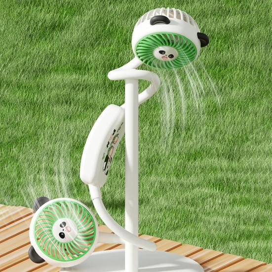 Hanging Neck Fan with Dual Adjustable Panda Heads 3-Speed Wind Cooling Hands-Free Hanging Design USB Rechargeable Sports Cooling Neck Fan