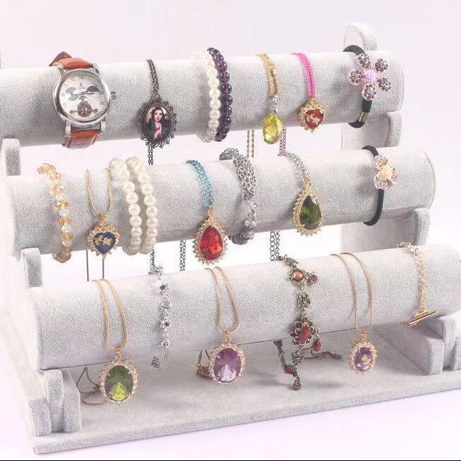 Flocking Three-Layer Bracelet Watch & Jewelry Display Stand