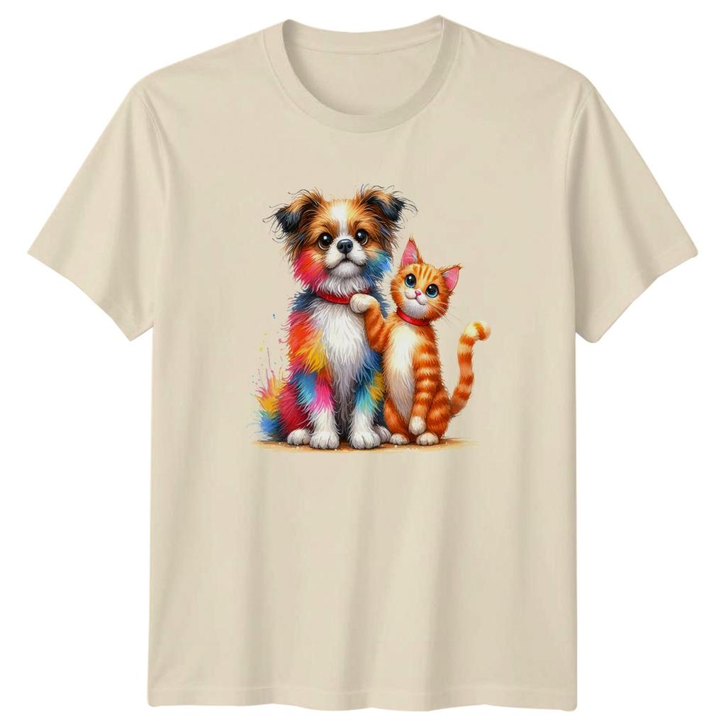 Colorful Dog Cat Friends Dogs Cats Animals Unisexs TShirt Unisexs Tee Graphic