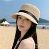 Belt Cap Women's Summer Linen Solid Color Breathable Equestrian Hat British Trend Sun Hat