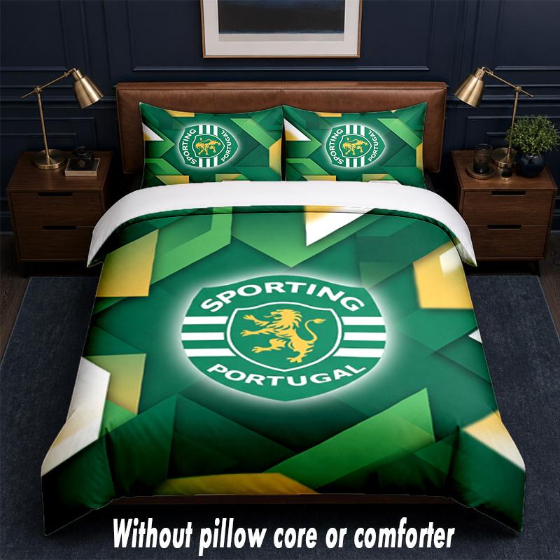 Sporting CP FC Design Bed Bedding Set 1 Duvet Cover + 2 Pillowcases Soft Breathable Household Bed Linens