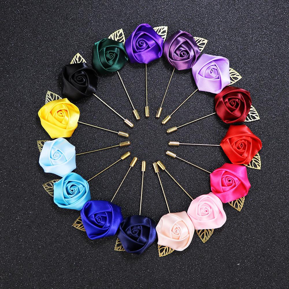 Elegant Rose Corsage Brooch Red Blossom Flower Pin with Long Needle Clasp for Women Men Versatile Lapel Accessory for Jacket Dress Suit