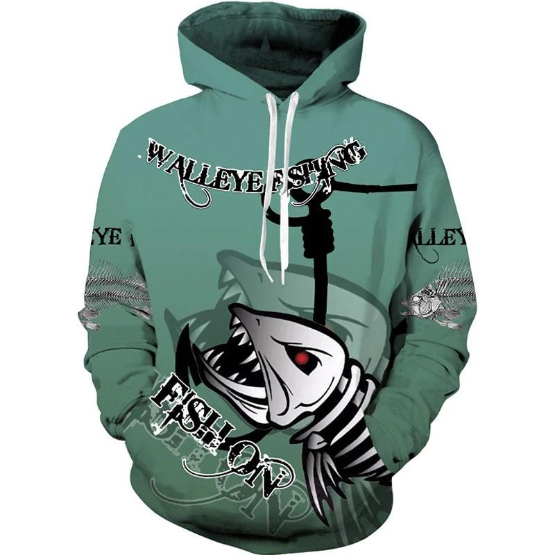 New 3D Printing Carp Fishing Men's Hoodie Fashion Outdoor Camping Pullover Clothing Wild Enthusiast Hooded Sweatshirt