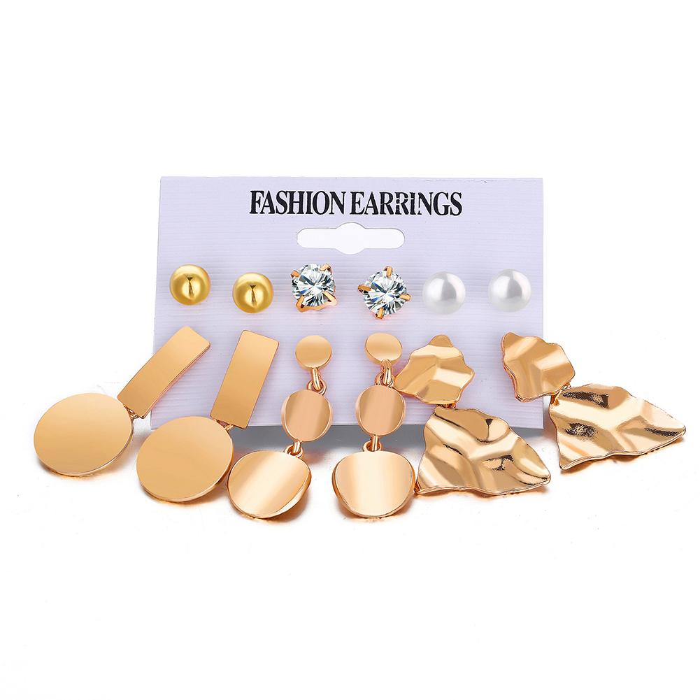 Fashion Women Metallic Element Round Irregularly Geometrical Ear Stud