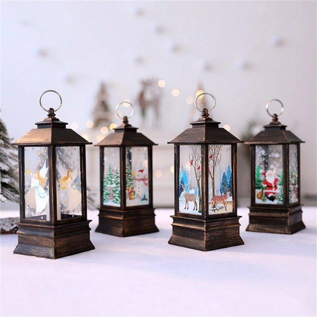 Christmas Portable Oil Lamp Santa Claus LED Night Lights Battery Powered Indoor Outdoor Hanging Lanterns Festive Party Decoratio