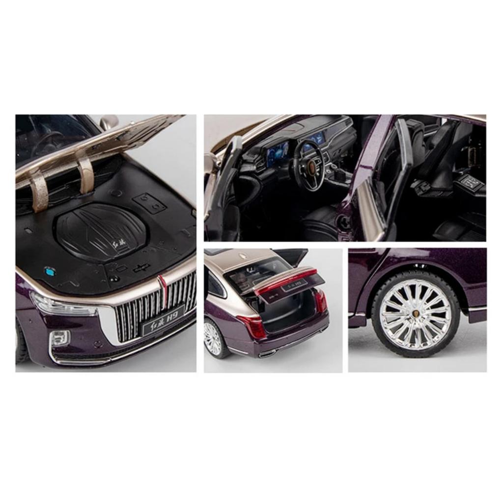 1/24 Hong Qi H9 Alloy Luxy Car Model Diecast Toy Vehicles Metal Car Model High Simulation Sound Light Collection Childrens Gifts