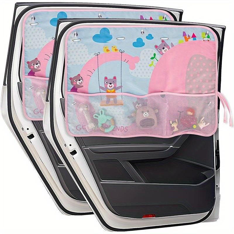 [Car Sunshade] 2 Pack Car Window Sunshade | Blackout Car Rear Window Sunshades with 7 Suction Cups and Storage Pockets for SUV