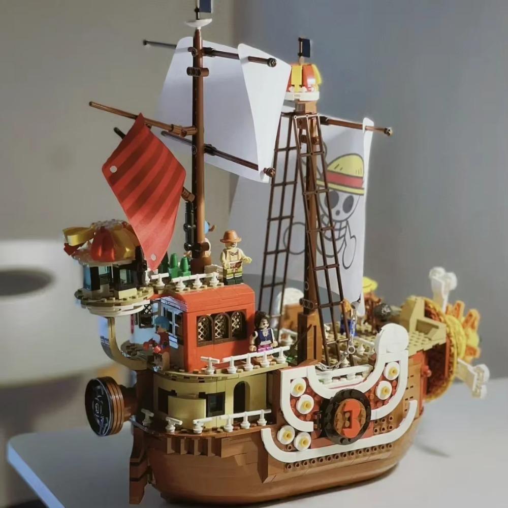 1484Pcs SY6298 Thousand Sunny Boat Building Blocks Cartoon Pirate Ship Model Set Building Block Brick Toy for Boys Gift for Kids