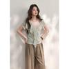Mi Xiu Women's Gradient Tie-Dye V-Neck Ruffle T-Shirt