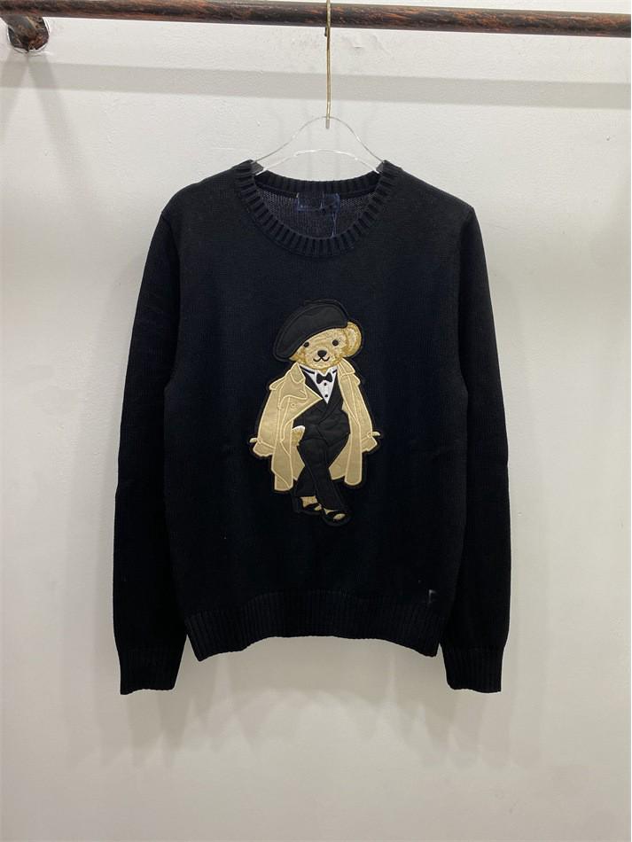 

Женский свитер из смесовой шерсти с жаккардовым мультяшным медведем - Высококачественный, высокоэластичный для осени и зимы M