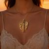 Gold & Green Synthetic Zirconia Angel Pendant Necklace for Women